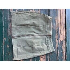 Forever 21 Womens Olive Green Denim Zip Front Mini Skirt Size Small Utility